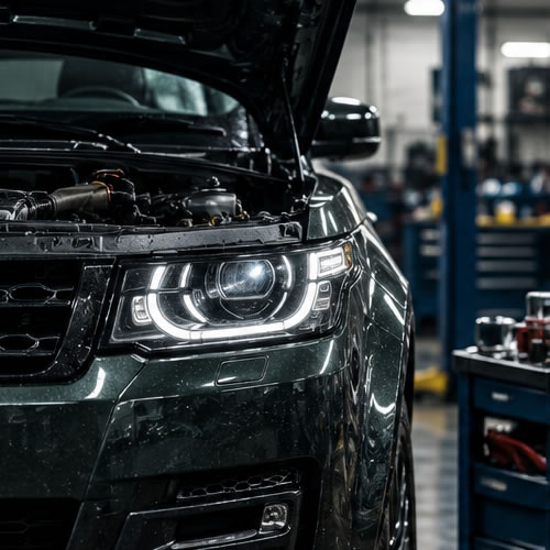 Land Rover specialist servicing workshop
